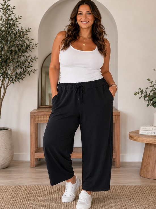 Pants - Maison d’Amélie Paris Black Pull On Travel Pants XL Stretch Elastic Waist